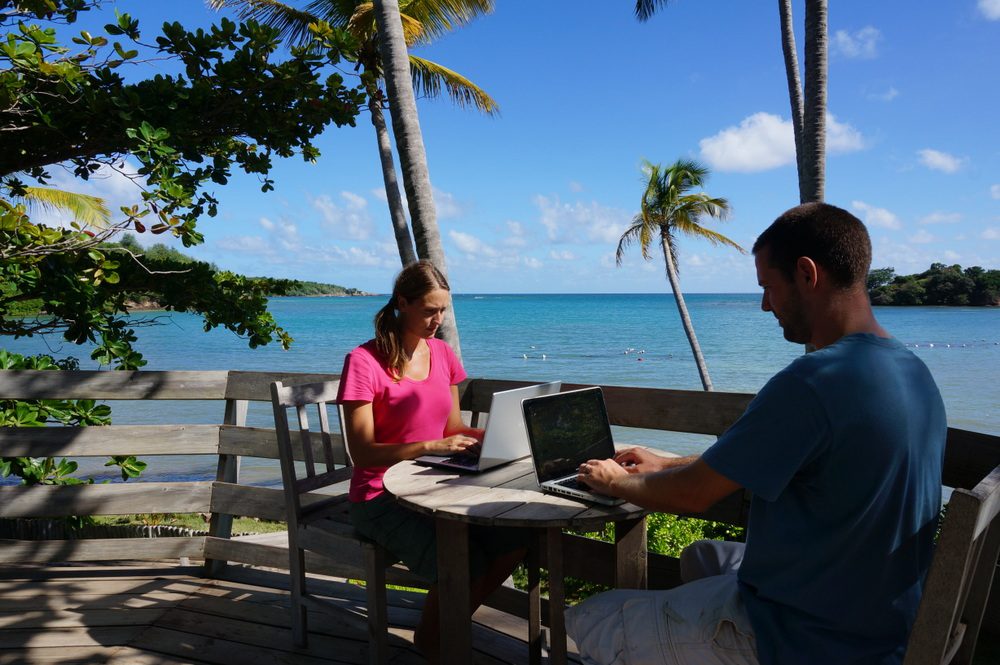 Dariece and Nick blogging in Grenada