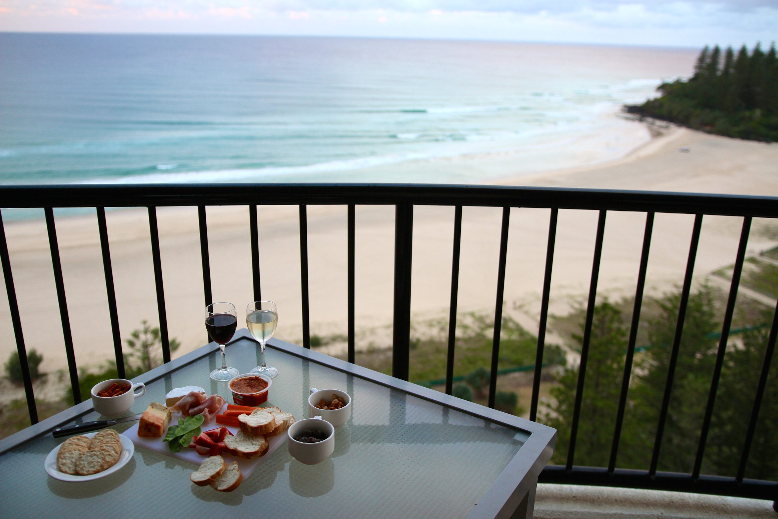 Cheese platter and view