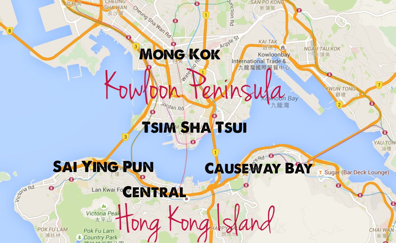 Map of Hong Kong districts and best areas to stay