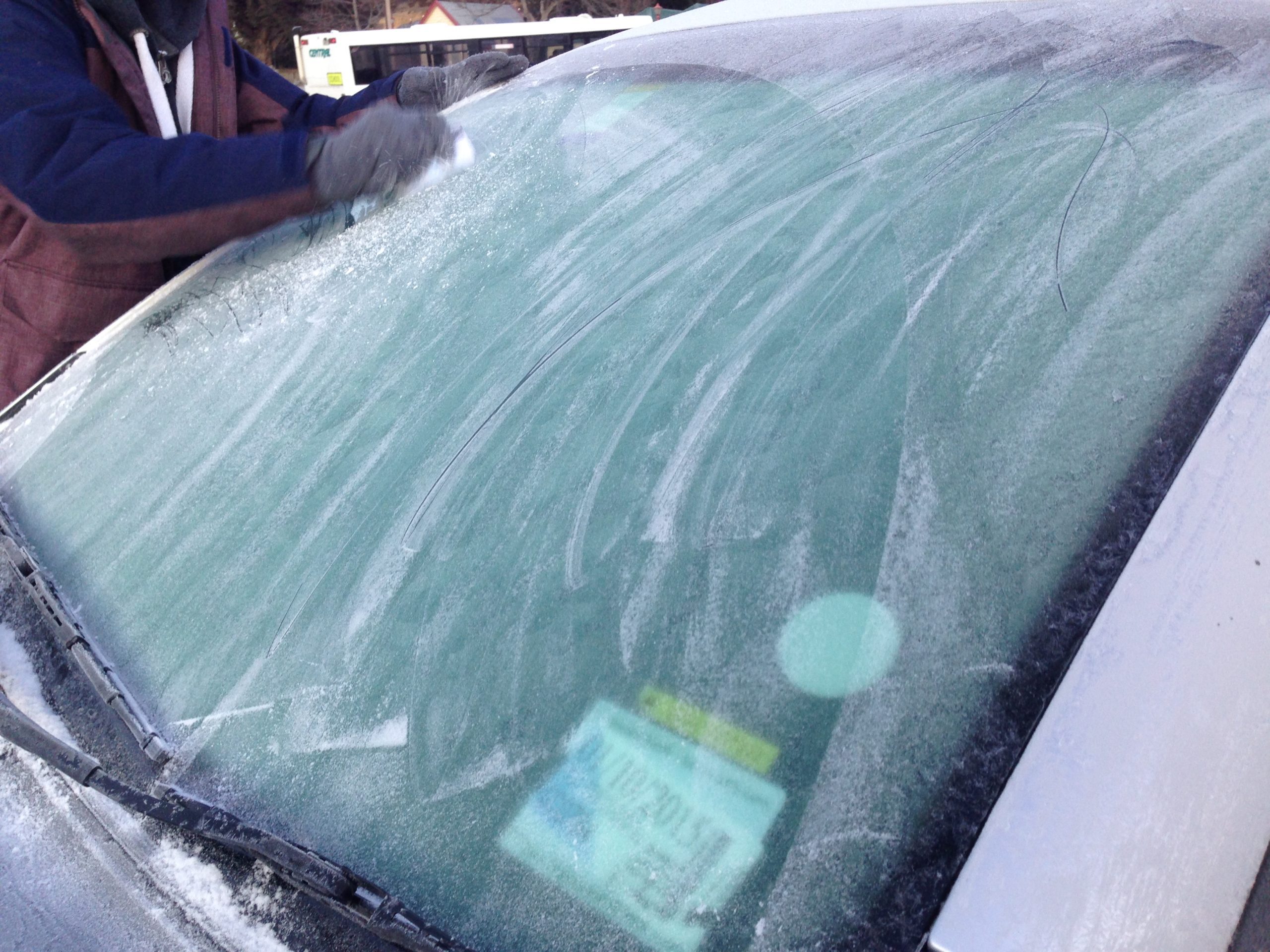 Frosted frozen windscreen help travel tips new zealand